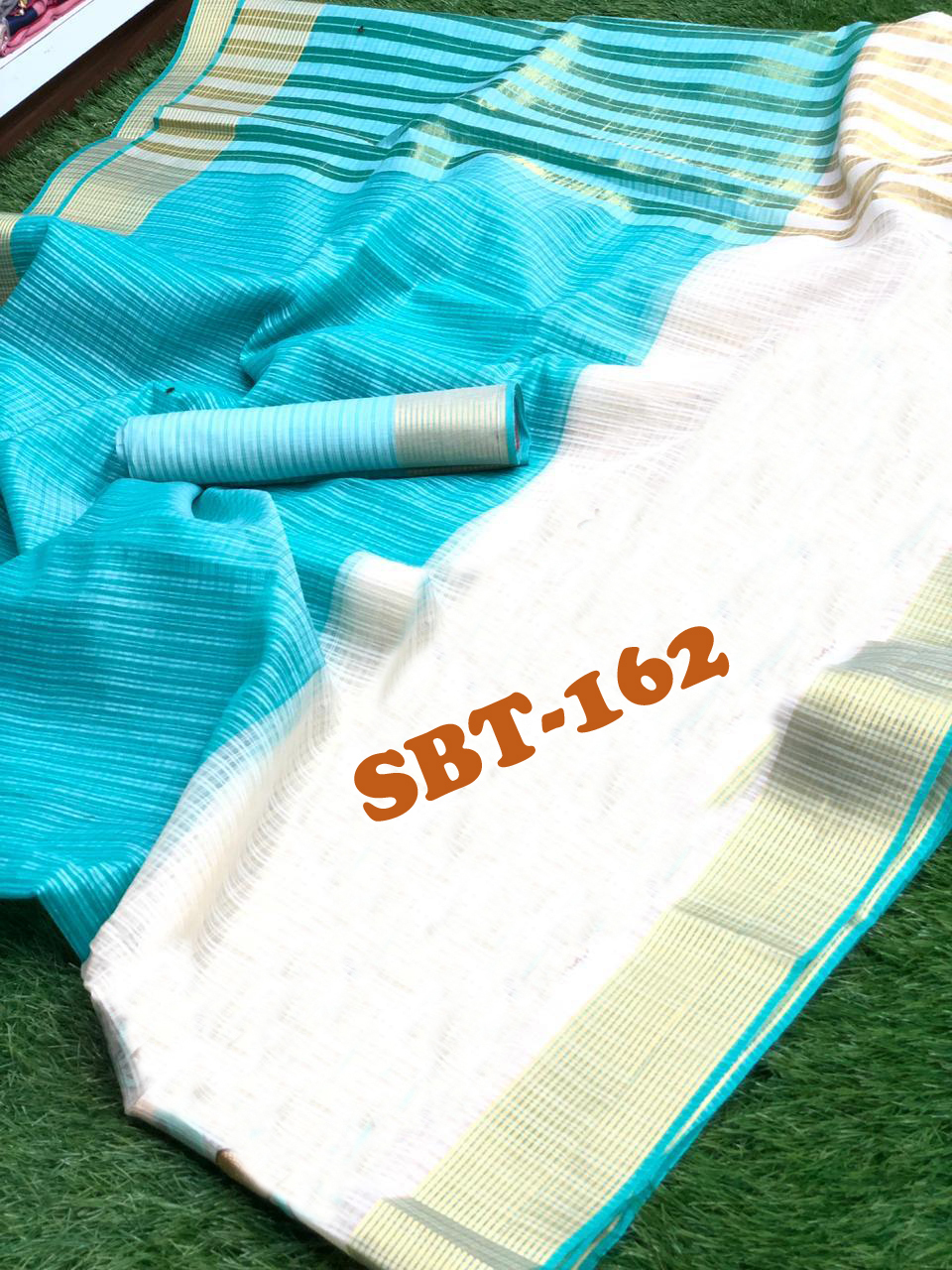 Fancy Saree - Monika Checks, 5.5 Mtr Length, Multicolour Striped Design With Zari Work