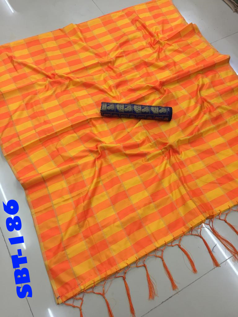 Uppada Checks Saree With Jhalar - Cotton Blend, 5.5 Mtr Length, 0.8 Mtr Blouse | Zari Work, Striped Pattern, Multicolour Design