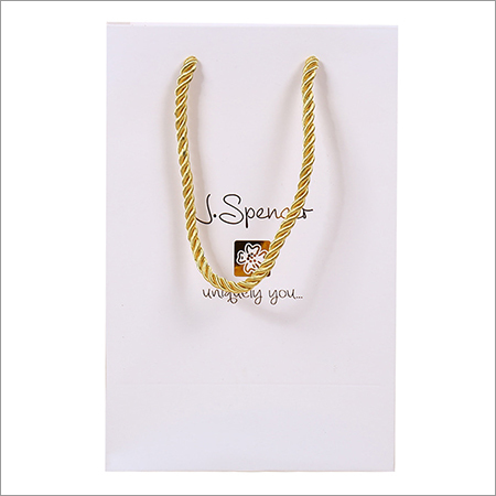 रस्सी हैंडल वाली मुद्रित कागज़ की थैली