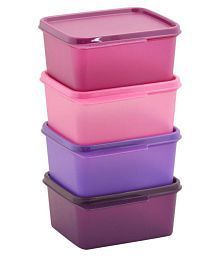 Tupperware Containers - Plastic Material, Tapering Rectangular Shape For Convenient Handling | Keeps Food Fresh Longer, Scratch-resistant Textured Surface, Easy To Clean, Airtight Seal