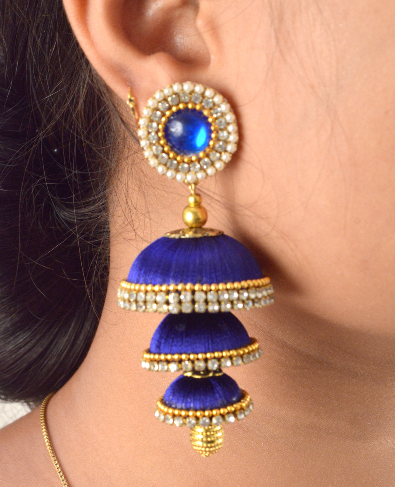Handmade Traditional Silk Thread Jhumka Earrings