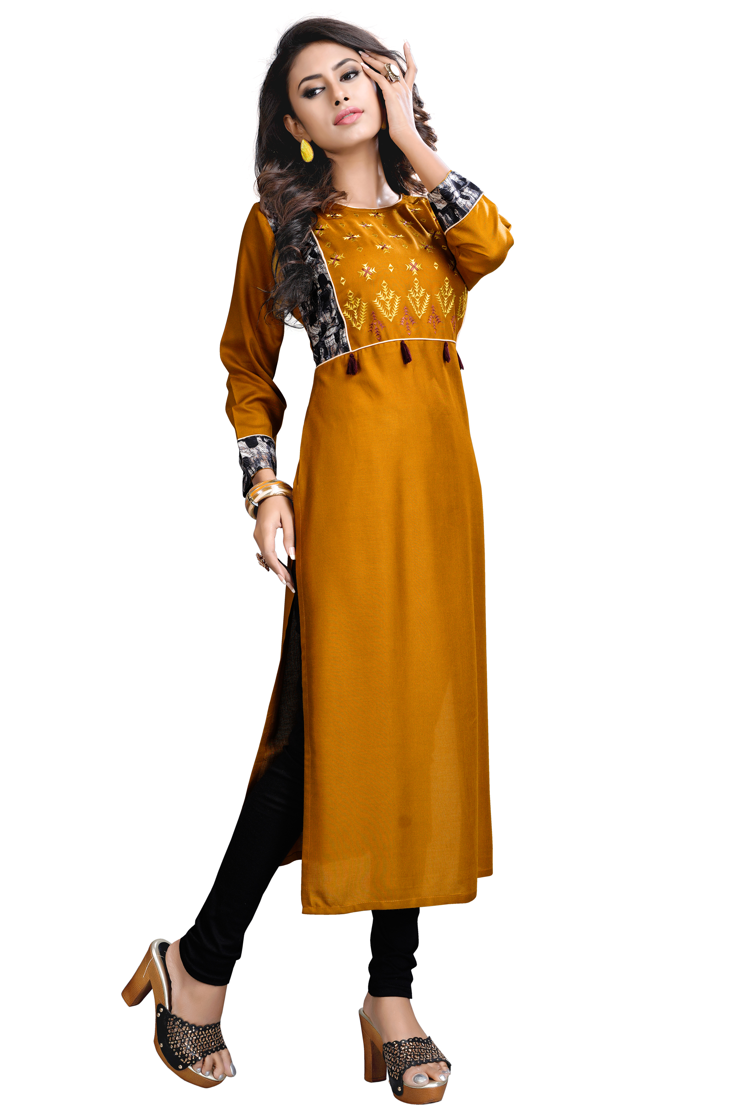 Dark Yellow Ladies Kurti