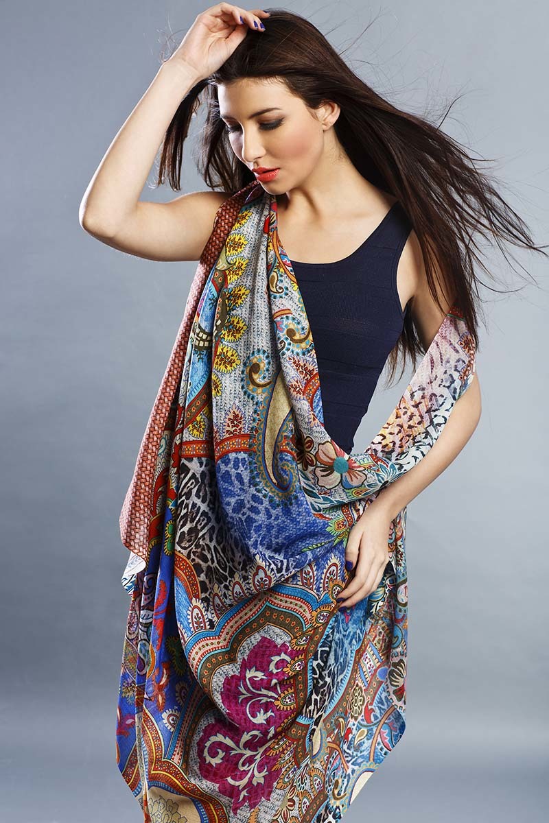 Many Wool Screen Printed Shawls