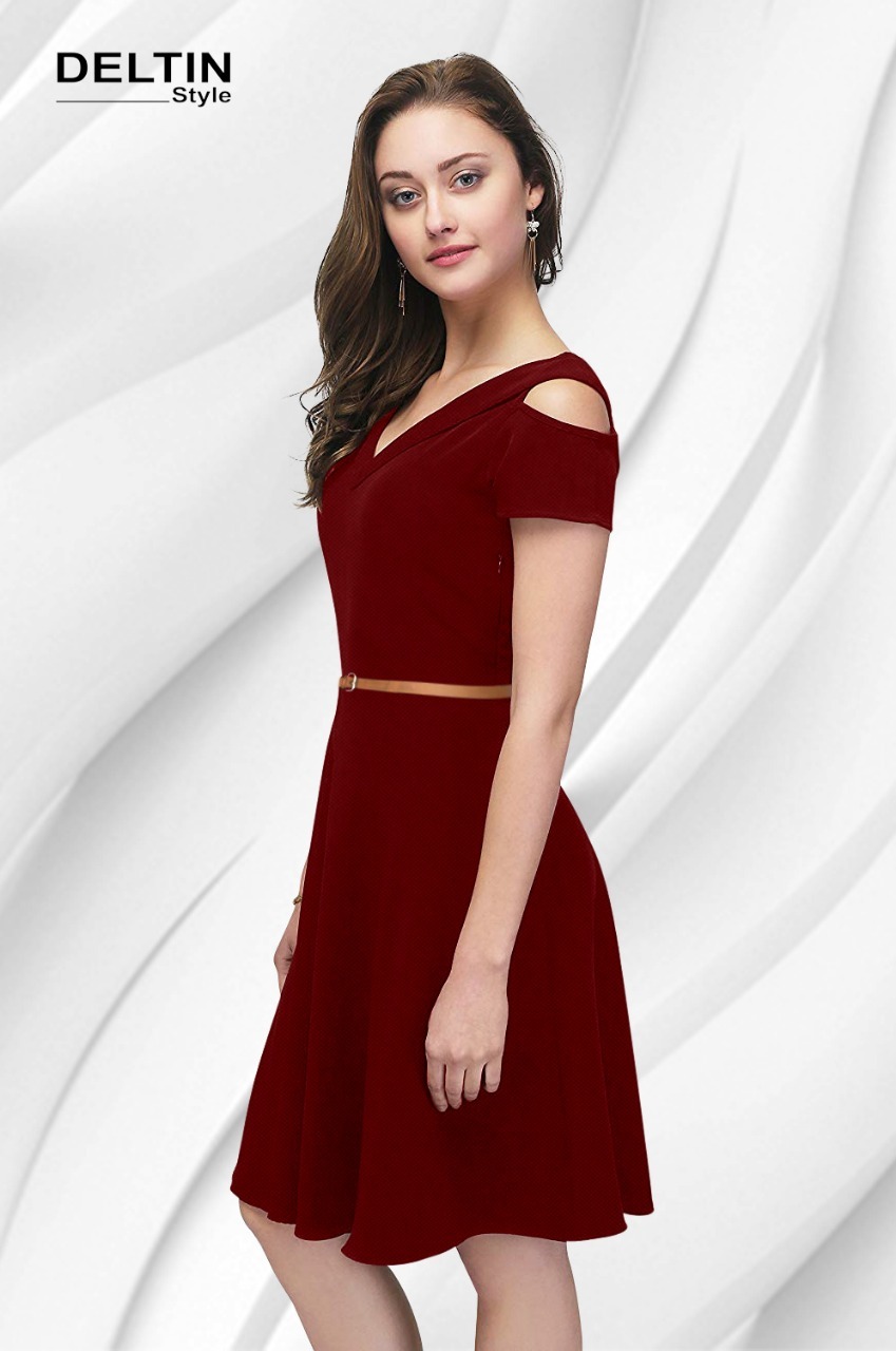 Ladies Western Dress Pattern - Polyester, 35-37 Inch Length, Maroon Color | Short Sleeves, Washable, No Fade, All Season Wear at Best Price in Surat | Tfunny Fashion Ladies Western Dress Pattern - Polyester, 35-37 Inch Length, Maroon Color | Short Sleeves, Washable, No Fade, All Season Wear at Best Price in Surat | Tfunny Fashion