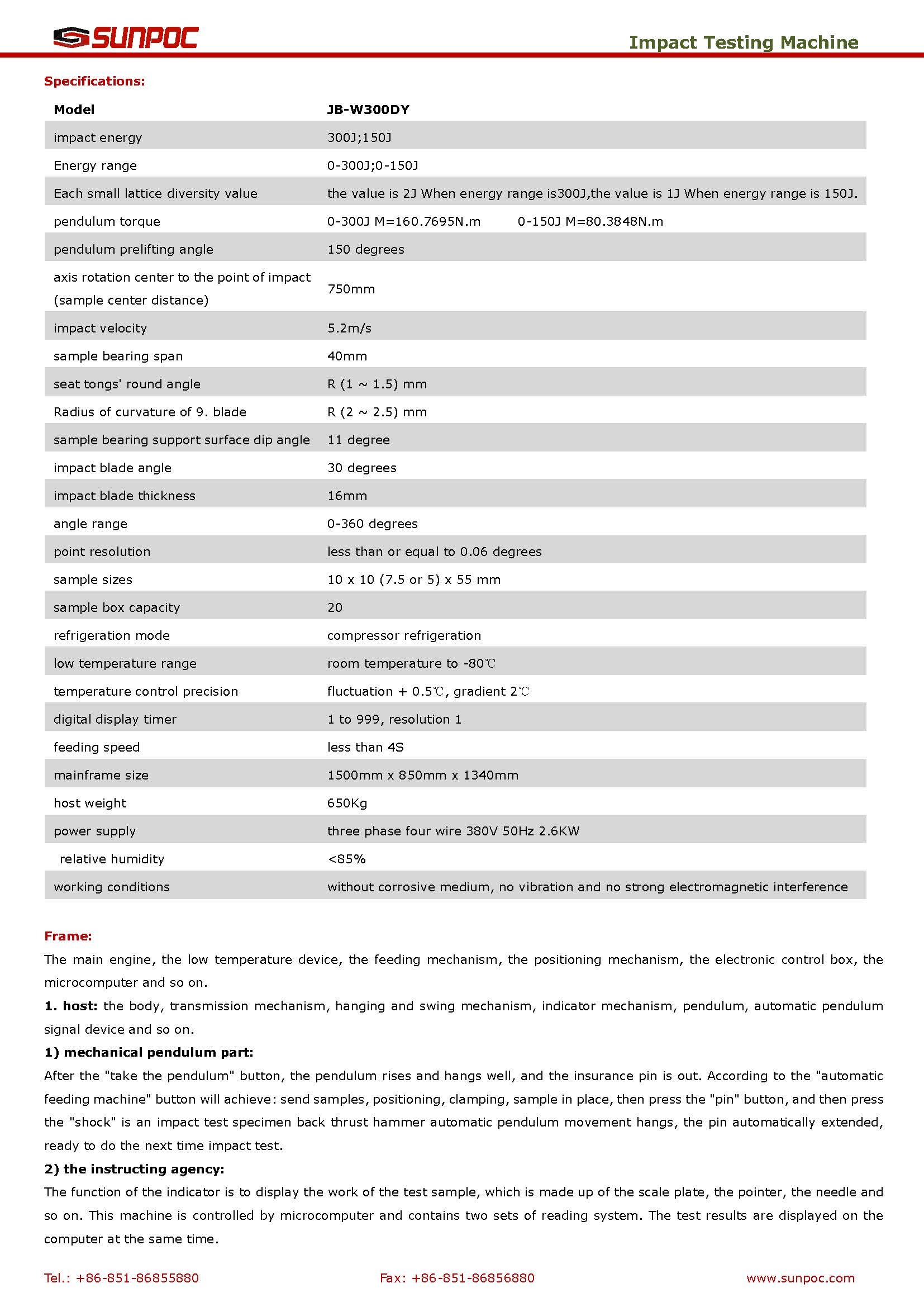 Jb-w300dy Low Temperature Microcomputer Controlled Automatic Impact Testing Machine - 300j Impact Energy, 150j Pendulum, 650kg Weight, Automated Cooling And Positioning