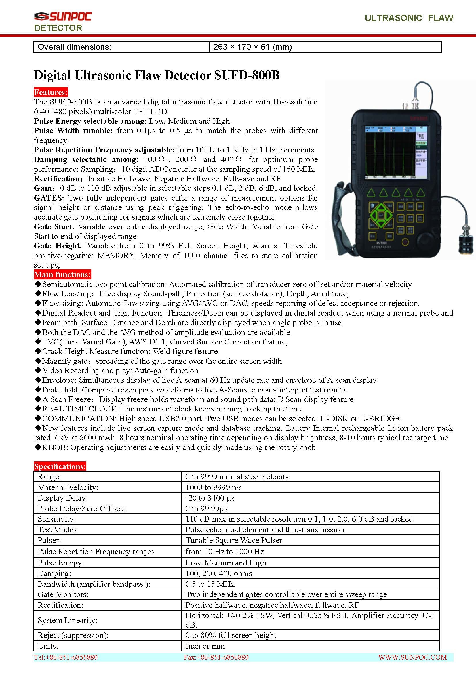 Digital Ultrasonic Flaw Detector Sufd-510b Dimension(l*w*h): 263 * 170 * 61 Millimeter (Mm)