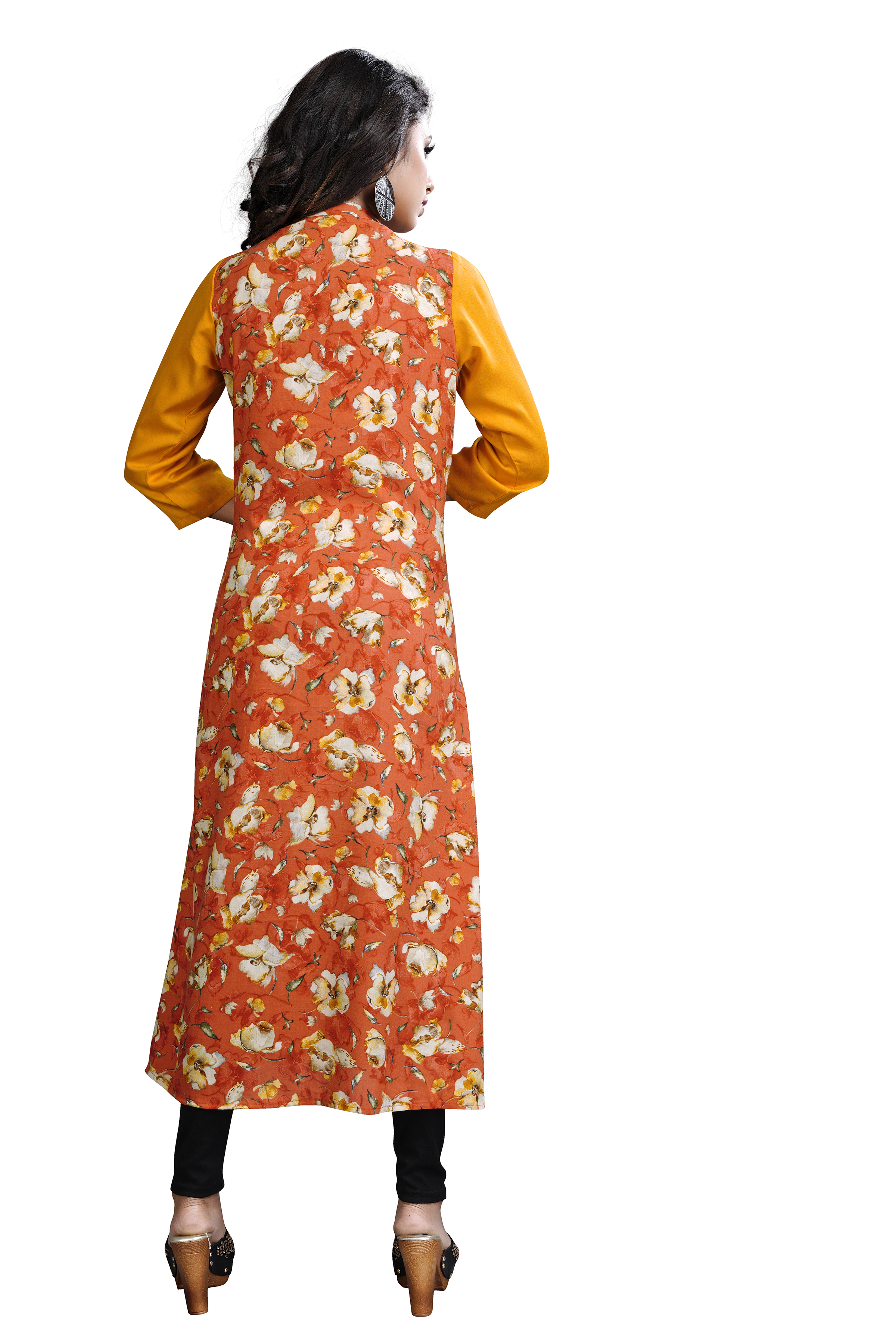 Yellow Printed Cotty With Kurti