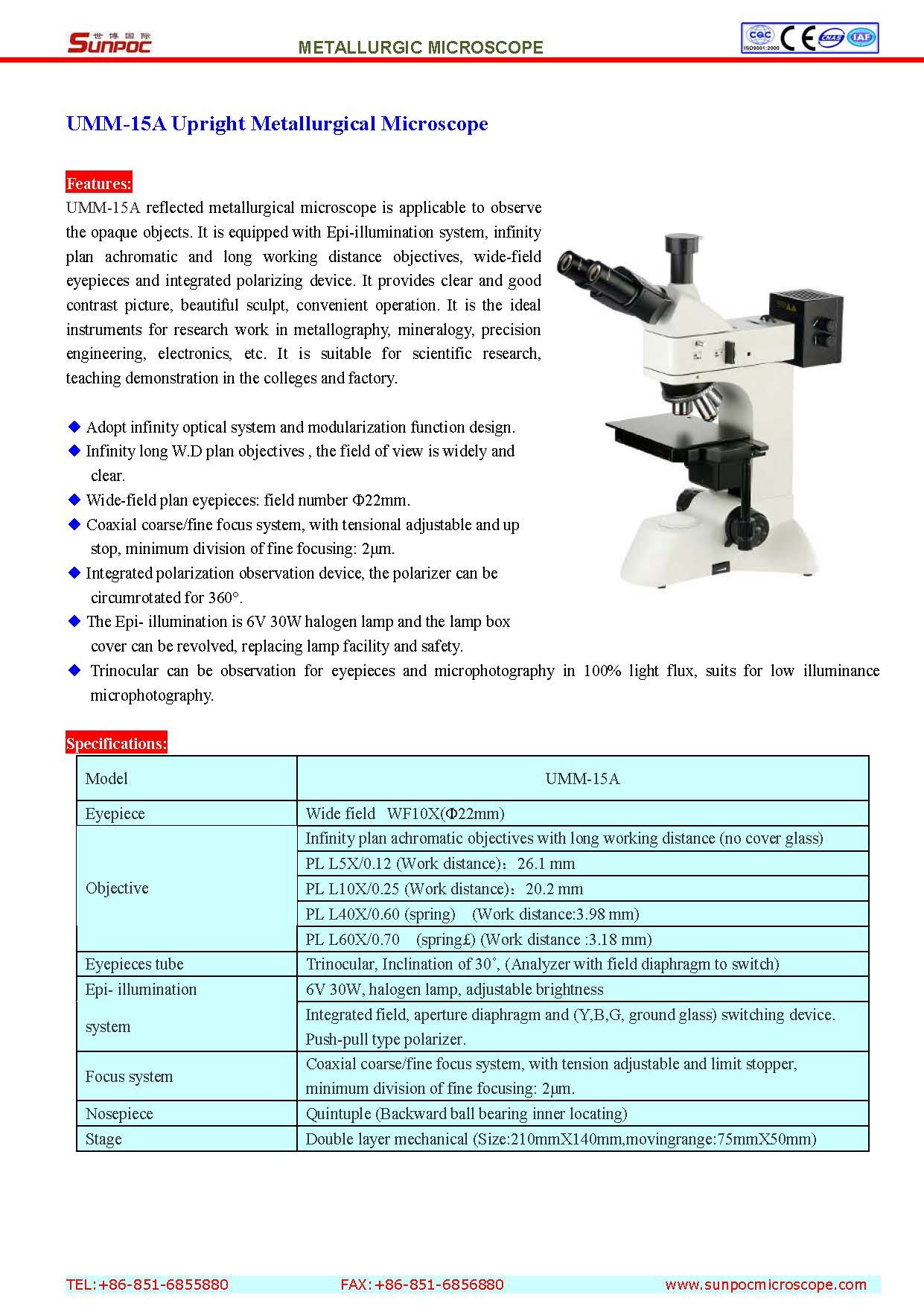 Upright Metallurgical Microscope - Plan Achromatic Objectives With Long Working Distance, Wide-field Eyepieces, Coaxial Coarse/fine Focus System, Trinocular With Polarizer Device