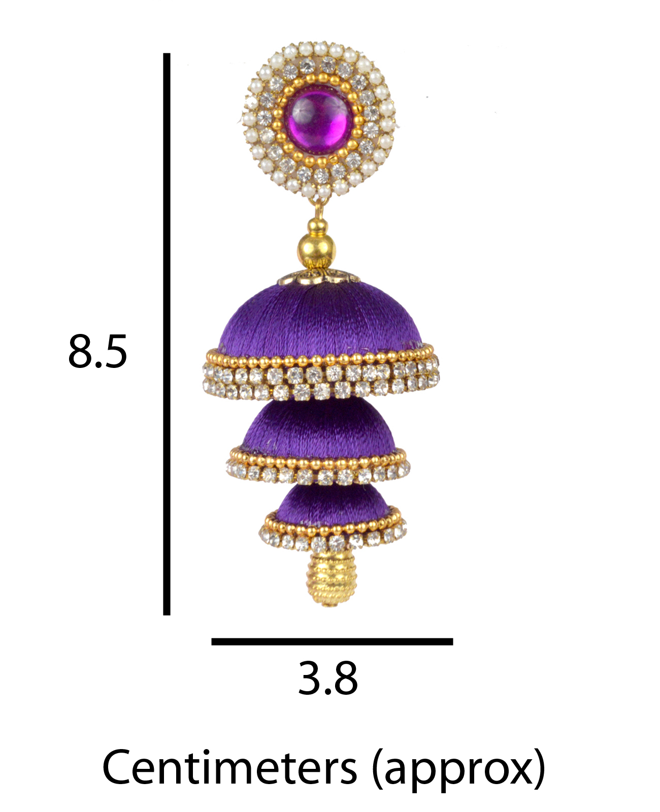 Handmade Traditional Silk Thread Purple Jhumka Earrings