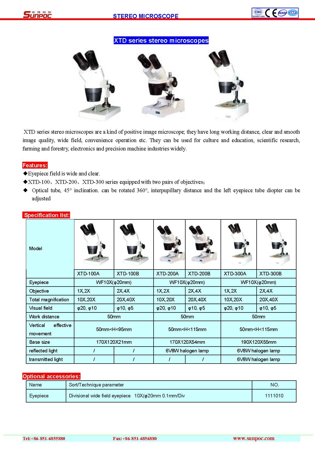 Stereo Microscopes - Binocular, 45â° Inclination, 360â° Rotatable Optical Tube | Wide Field Eyepiece, Adjustable Interpupillary Distance, Long Working Distance