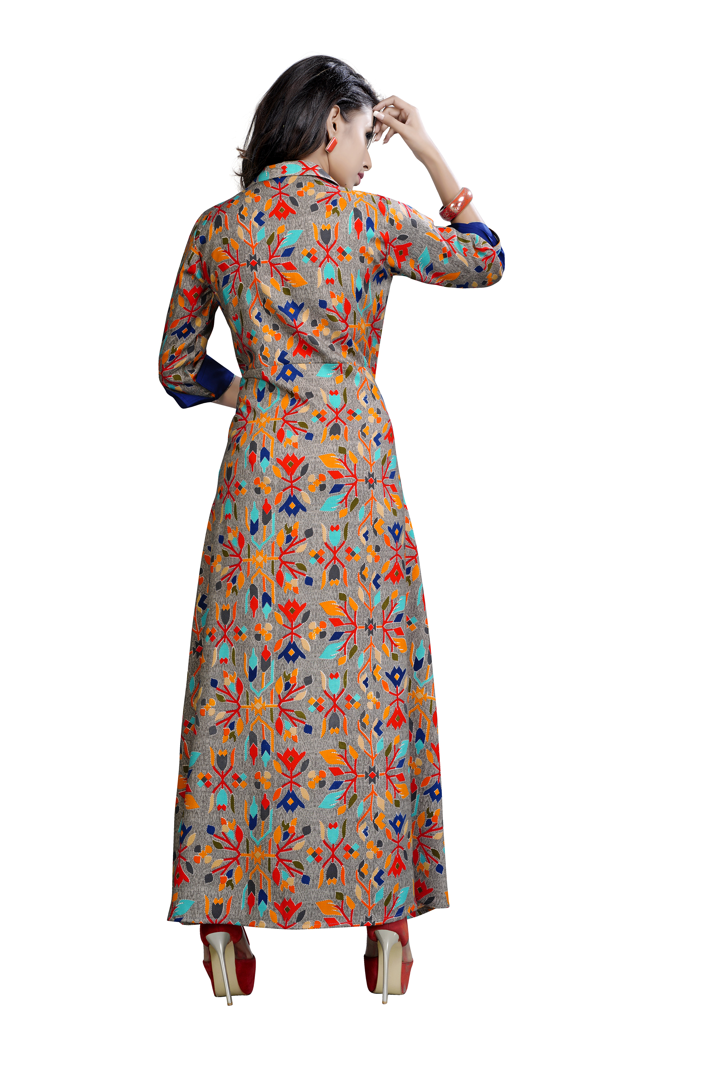 Multi Color Long Printed Kurti
