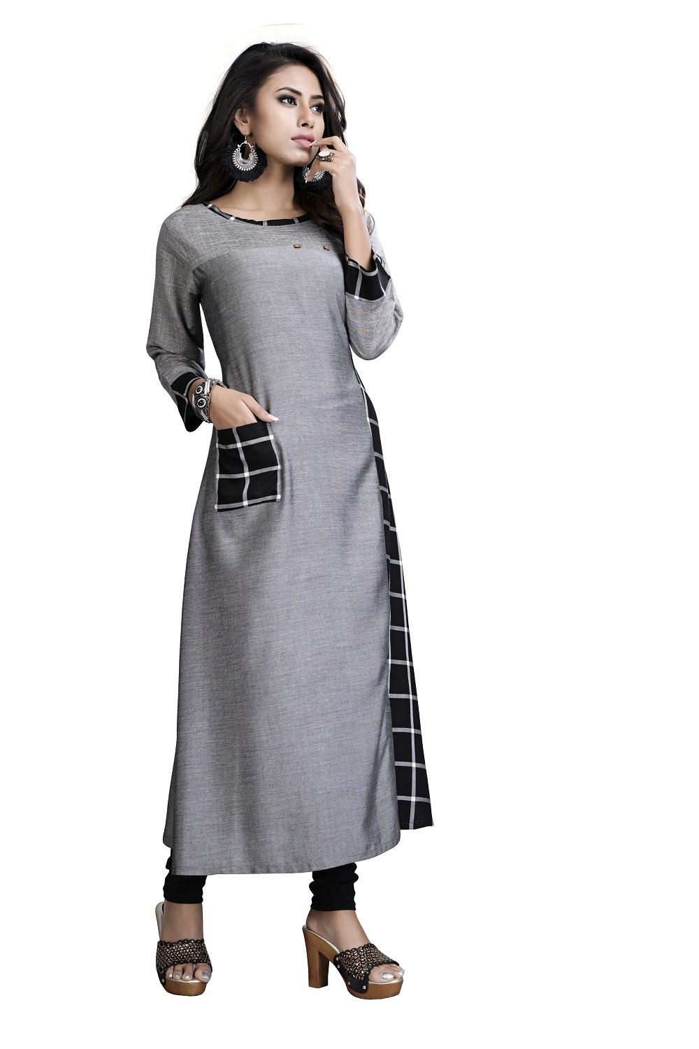 Grey Pocket Kurti