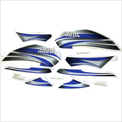 ब्लू एंड सिल्वर मोटरसाइकिल कस्टमाइज्ड स्टिकर