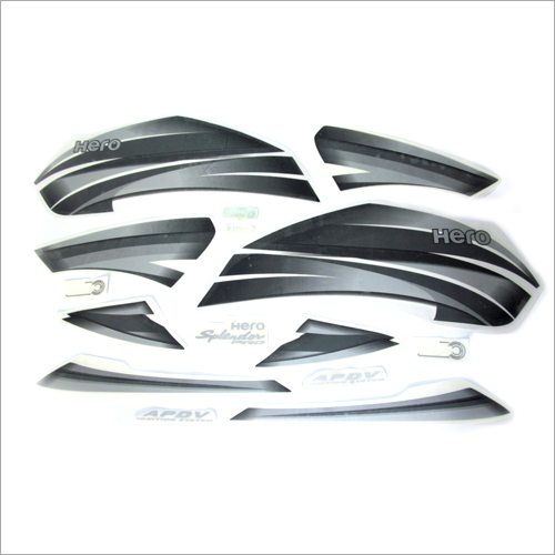 ब्लैक एंड सिल्वर मोटरसाइकिल डिजाइनर पेट्रोल टैंक स्टिकर