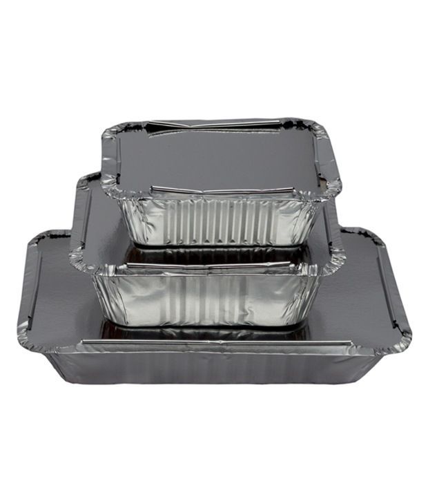 Aluminium Foil Containers - 250ml Size Silver Color Disposable Design | Ideal For Food Packaging Opaque Construction
