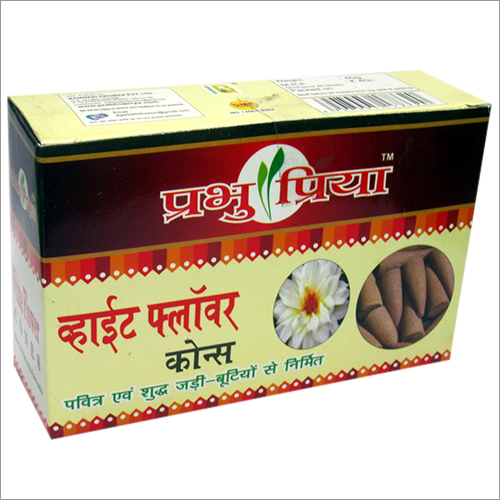White Flower Agarbatti Cone - 100% Natural Bamboo, Jasmine Fragrance | Eco-Friendly, Minimal Residue, Smooth Surface