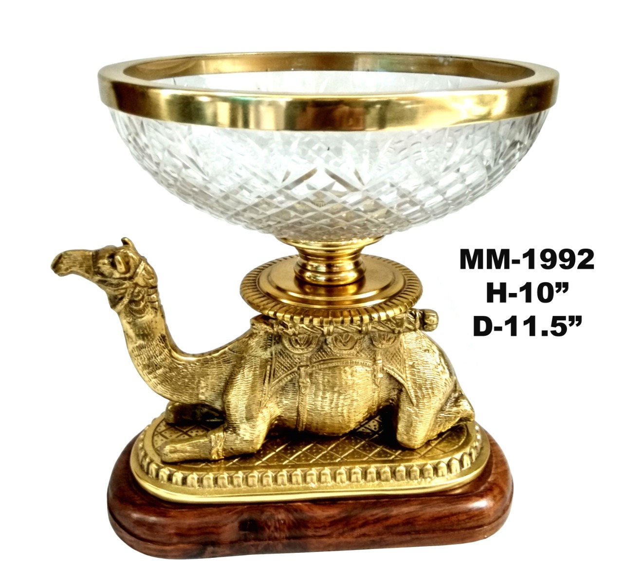 Brass Eagle With Wood Base For Decor Size: Height :11.5" B: 7.45"