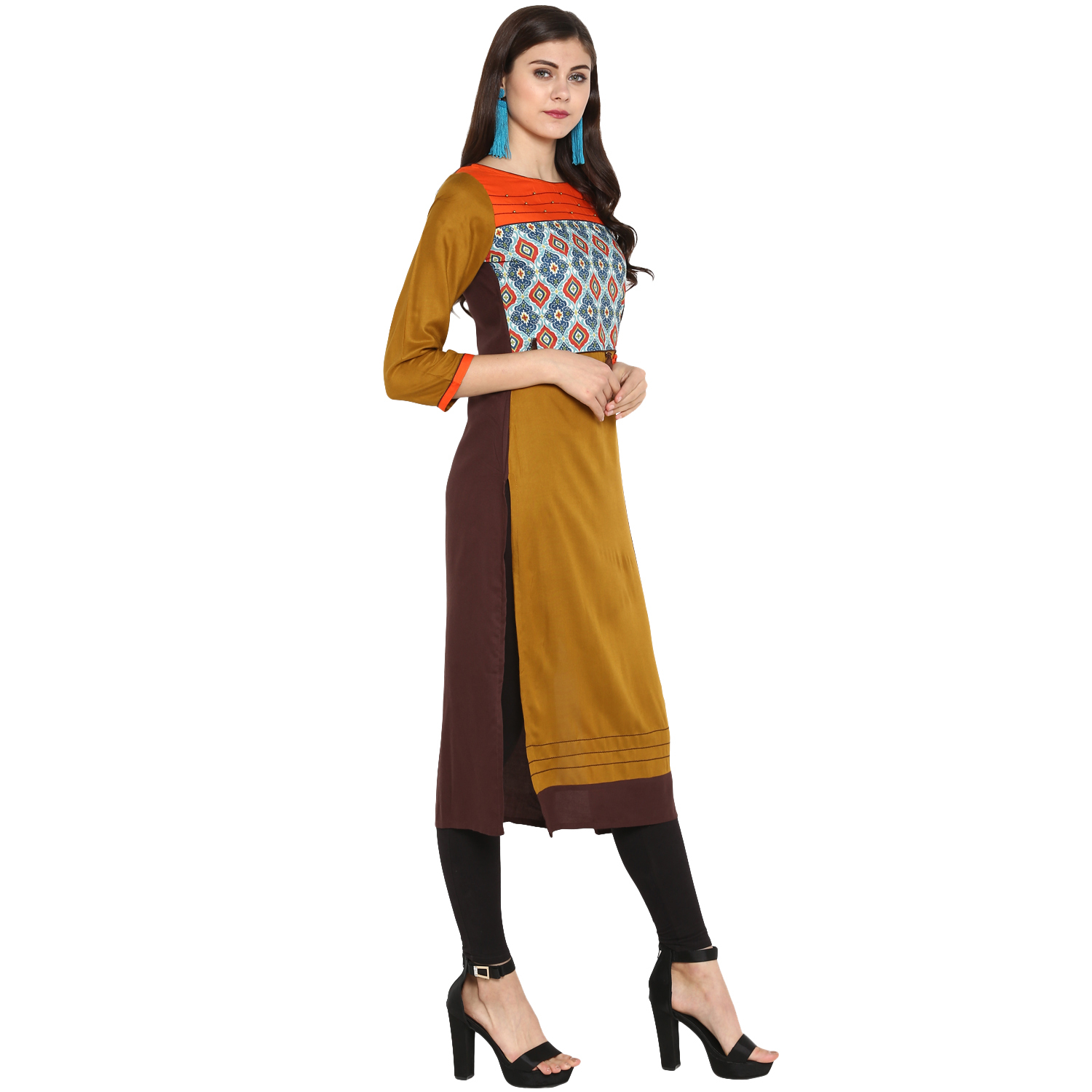 Rayon Kurtis - Rayon Material, Size Xs To Xxxl, Color Green, 3-4th Sleeve Style | Ethnic Wear For Ladies