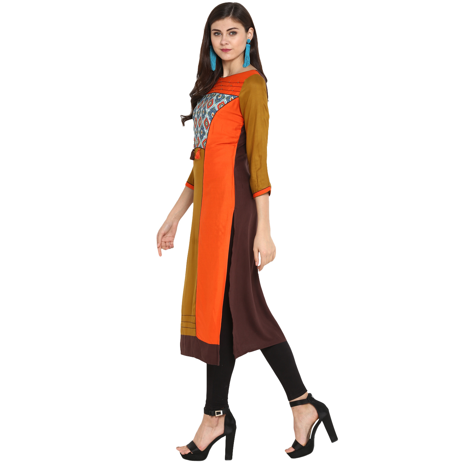 Rayon Kurtis - Rayon Material, Size Xs To Xxxl, Color Green, 3-4th Sleeve Style | Ethnic Wear For Ladies