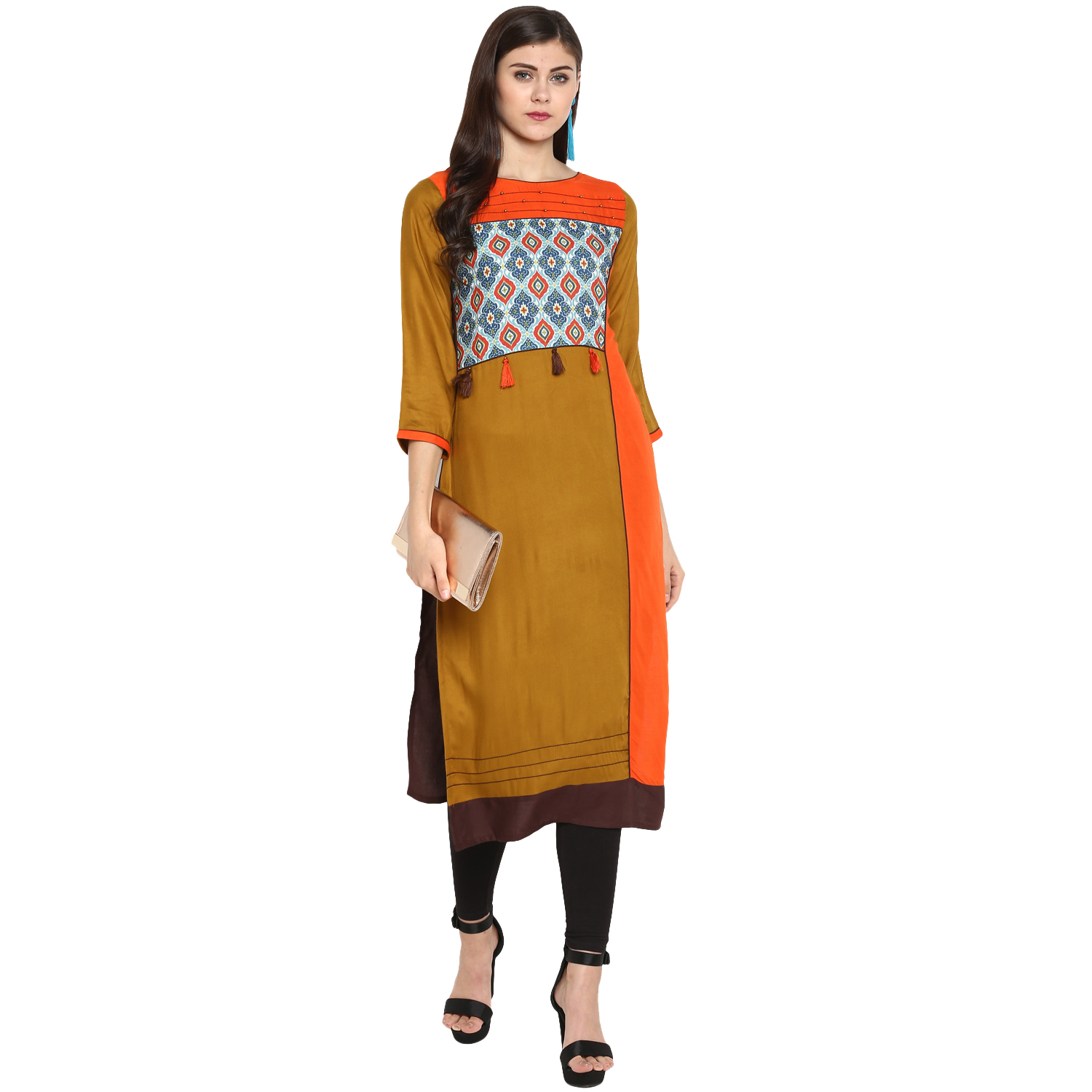 Rayon Kurtis - Rayon Material, Size Xs To Xxxl, Color Green, 3-4th Sleeve Style | Ethnic Wear For Ladies