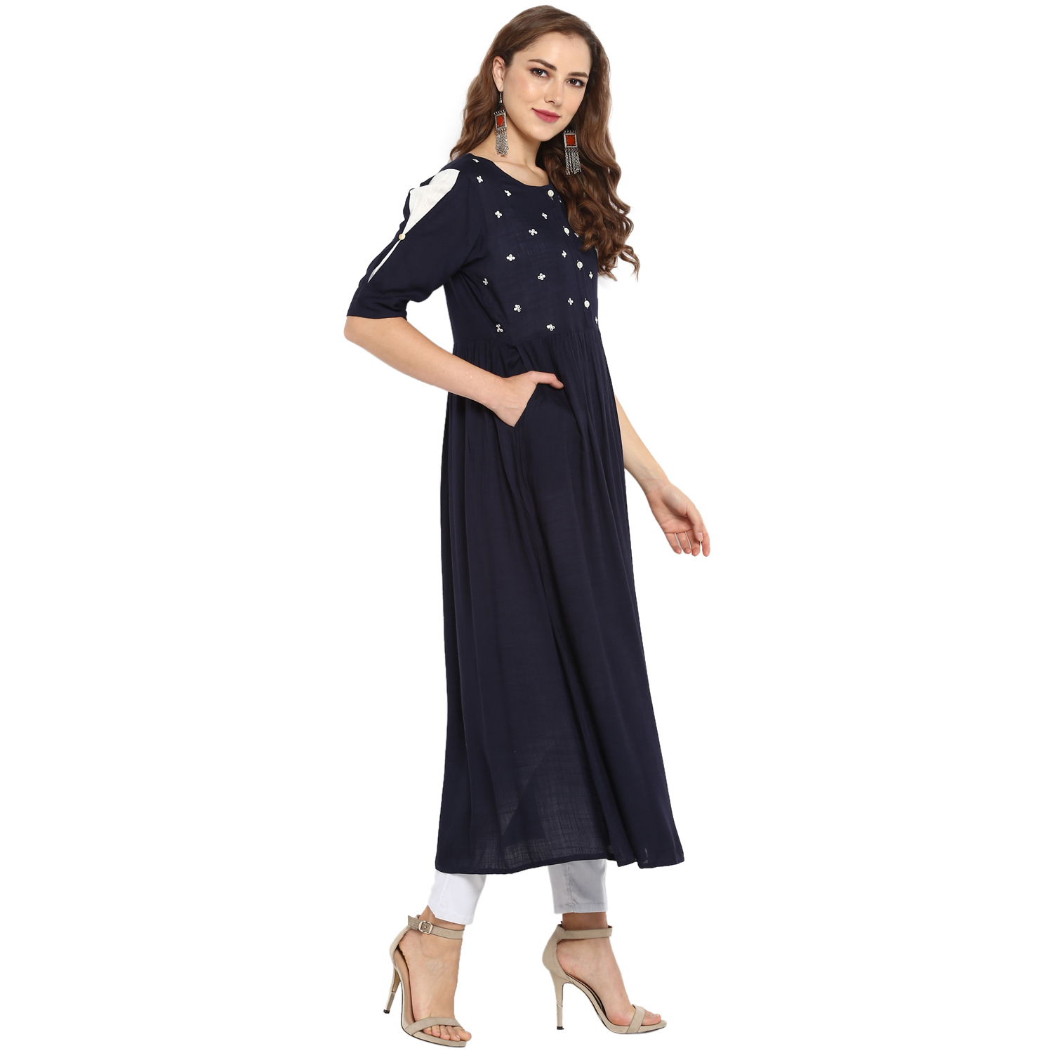 Black Flared Rayon Kurtis