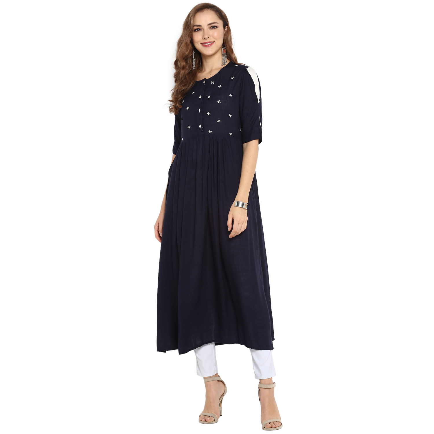 Black Flared Rayon Kurtis