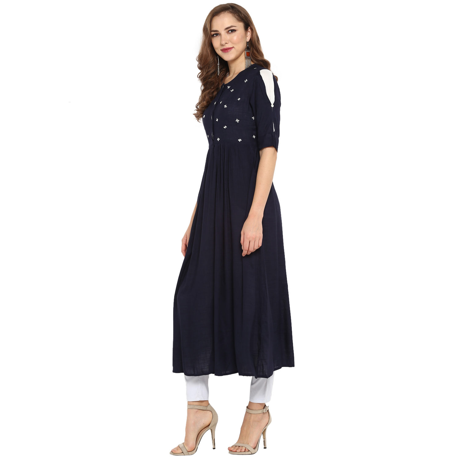 Black Flared Rayon Kurtis