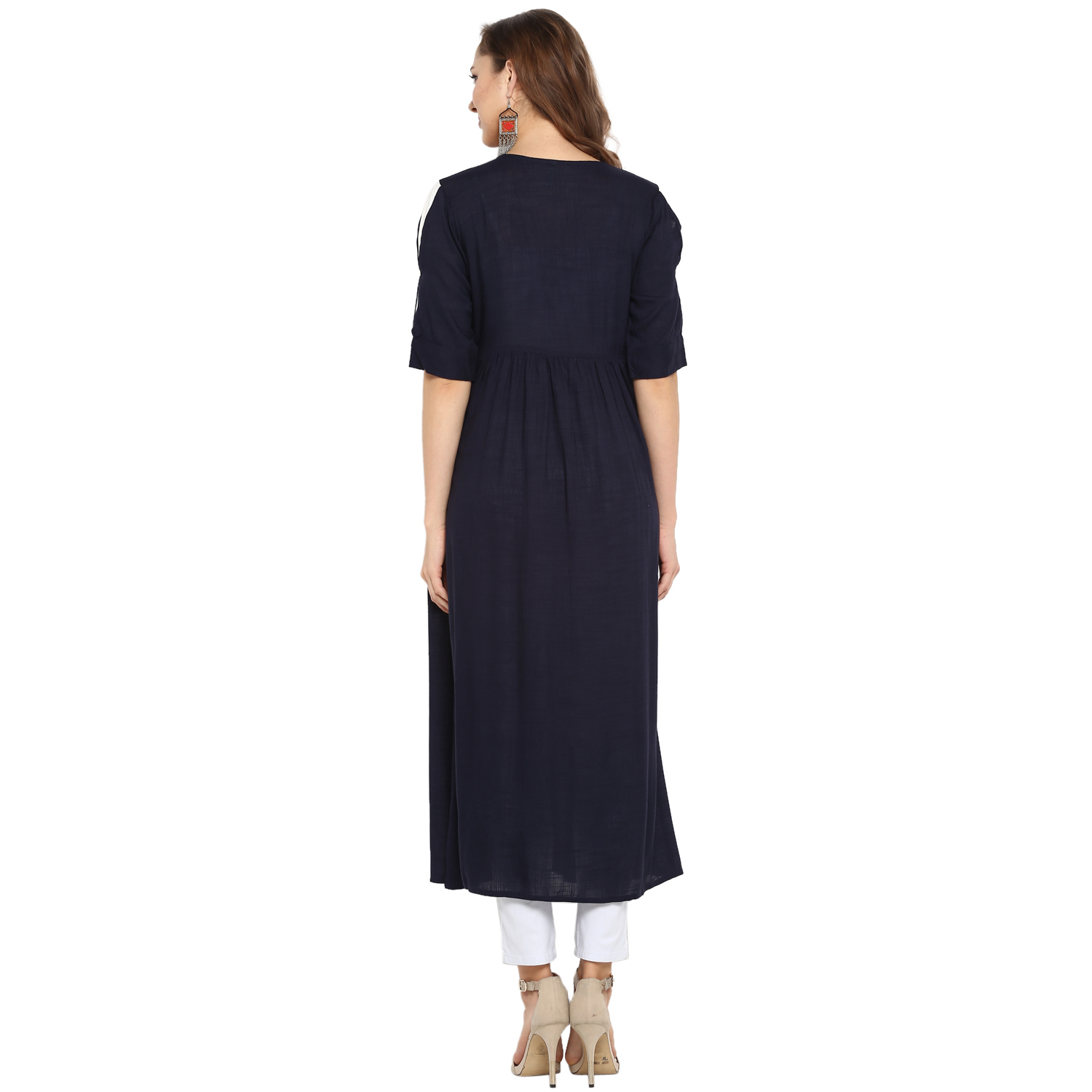 Black Flared Rayon Kurtis