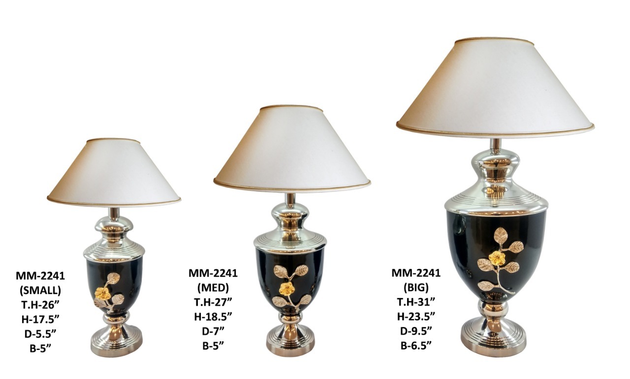 Marble Shade Table Lamp - Brass Material, 32" Height X 9.5" Depth X 6" Base , Leaf Design For Elegant Home Decoration