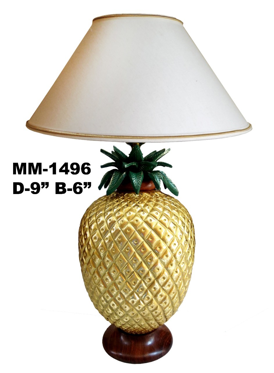 Marble Shade Table Lamp - Brass Material, 32" Height X 9.5" Depth X 6" Base , Leaf Design For Elegant Home Decoration