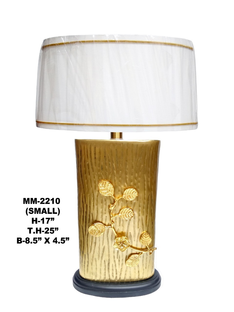 Marble Shade Table Lamp - Brass Material, 32" Height X 9.5" Depth X 6" Base , Leaf Design For Elegant Home Decoration
