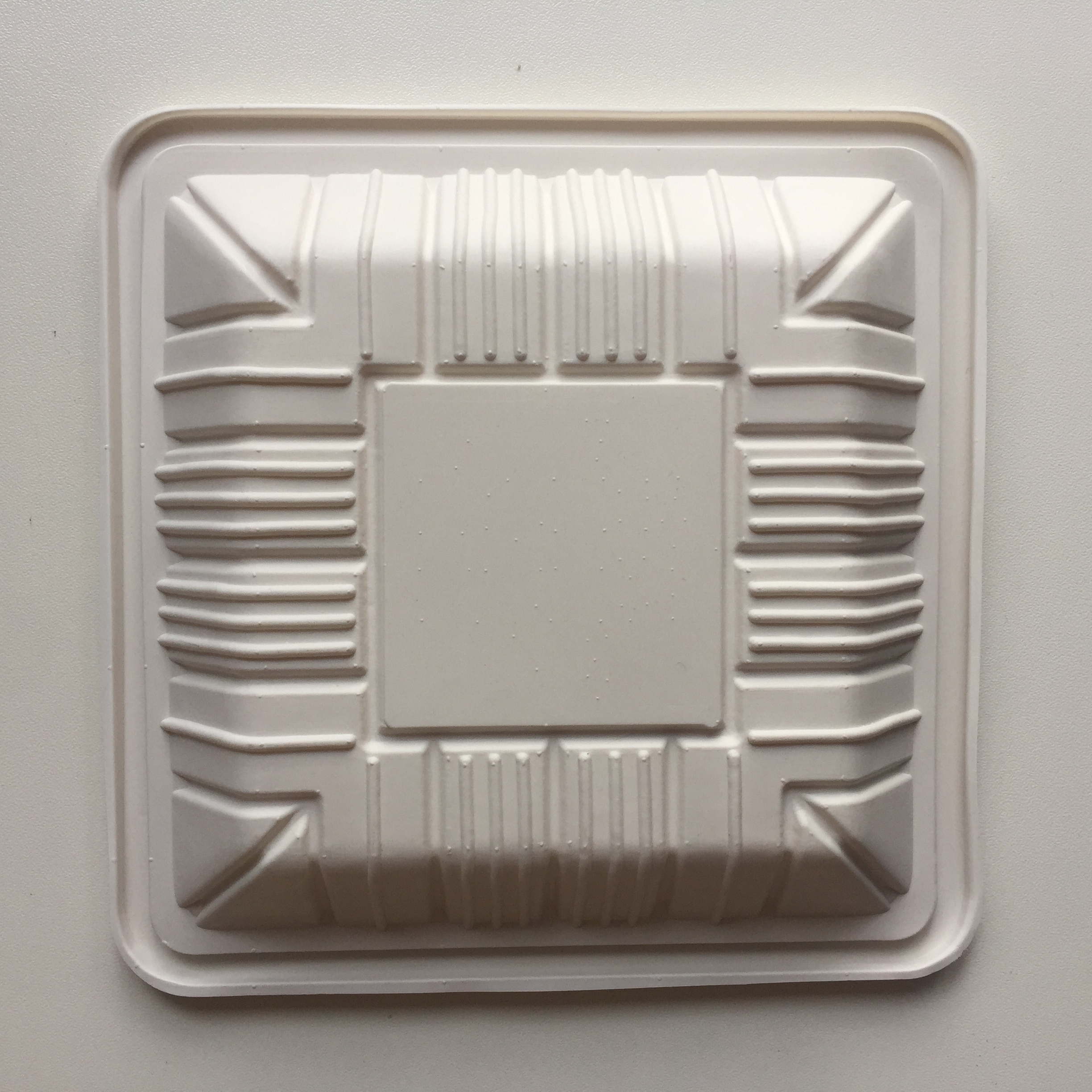 Biodegradable Corn Starch Plate - 15cm White Square Size , Injection Molded Design And Eco-friendly Material