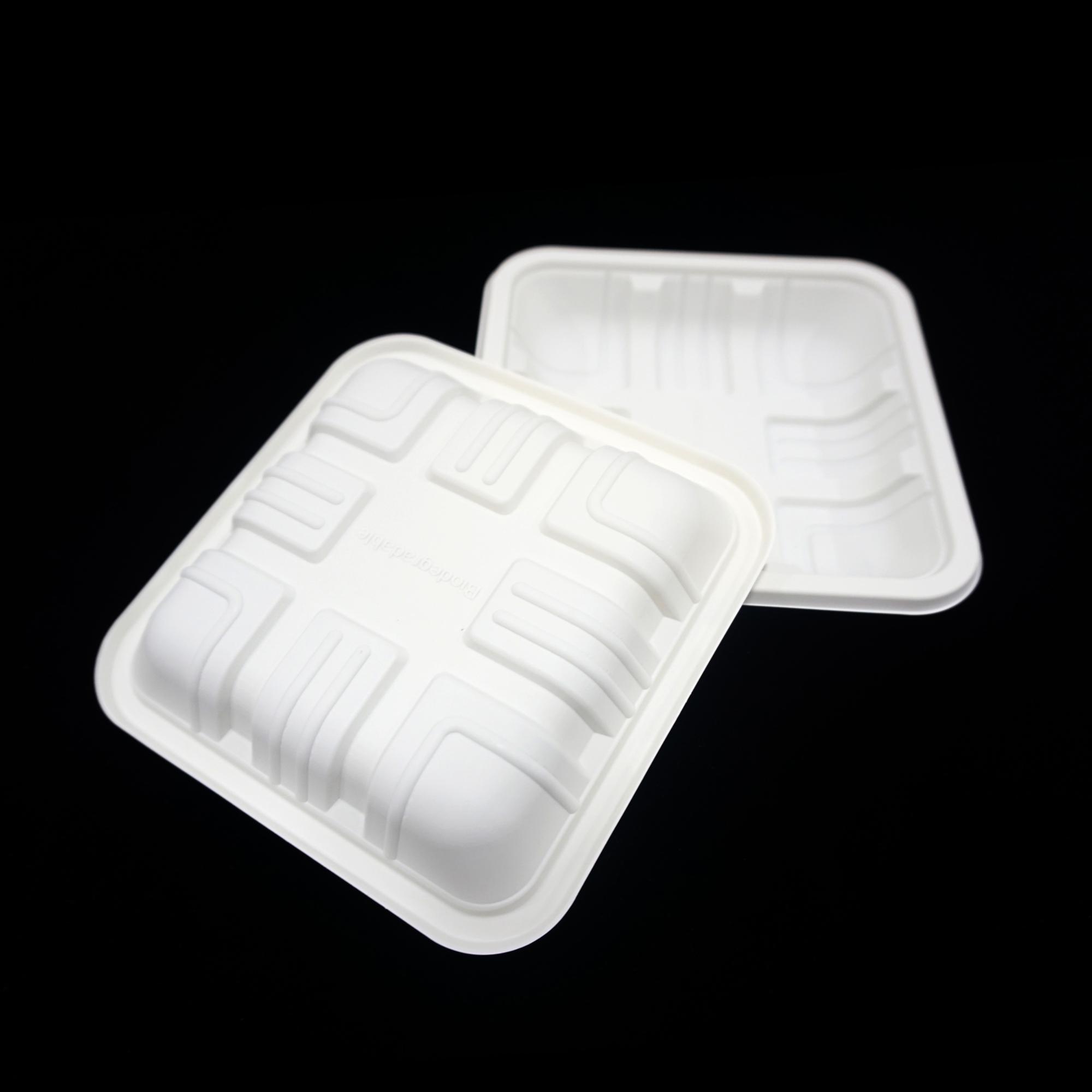 Biodegradable Corn Starch Plate - 15cm White Square Size , Injection Molded Design And Eco-friendly Material