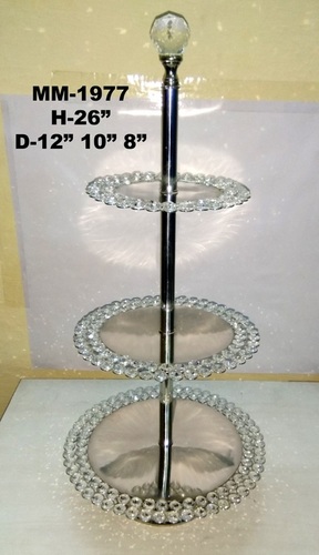 Crystal Silver Plate Decorative Stand For Home Decor Size: H: 26" D:12" 10" 8"