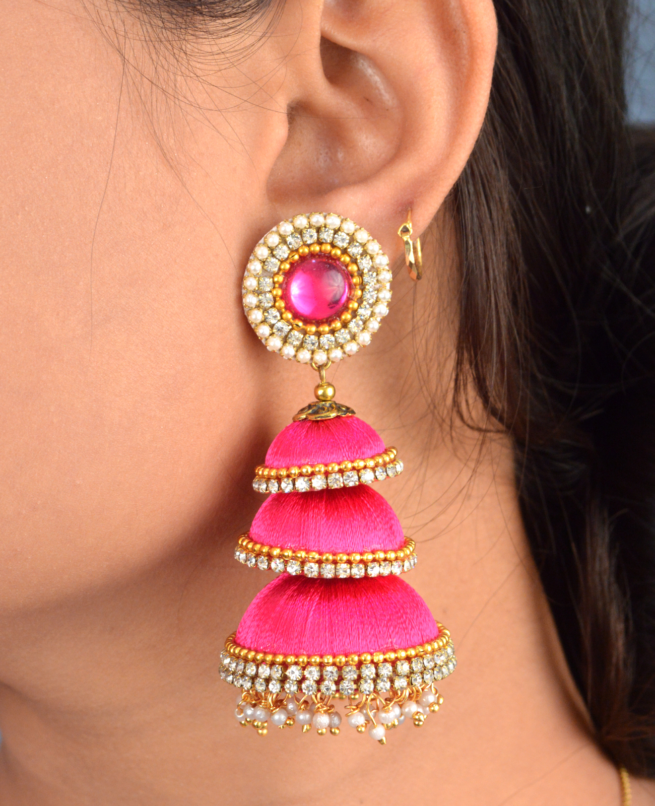 Latest Design Silk Thread Jhumka Earrings