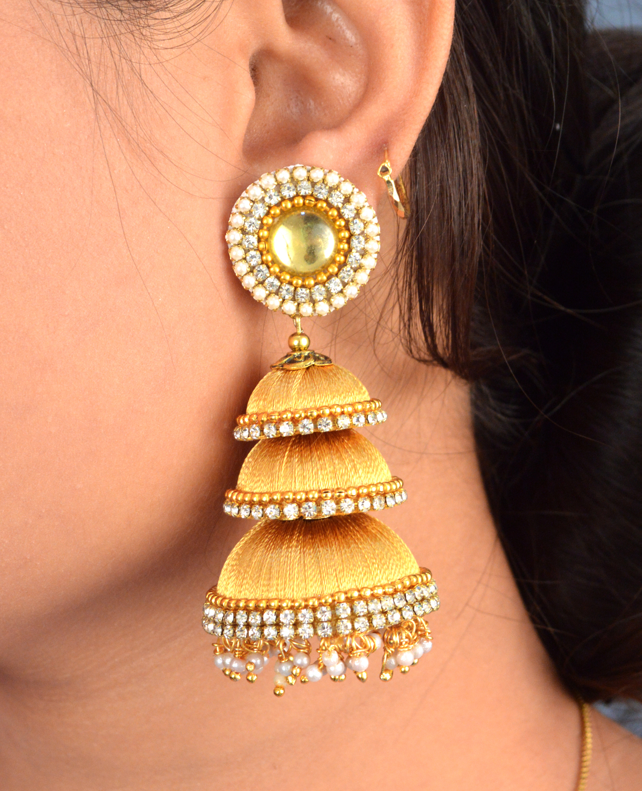 Long Fashion Designer Silk Thread Earrings