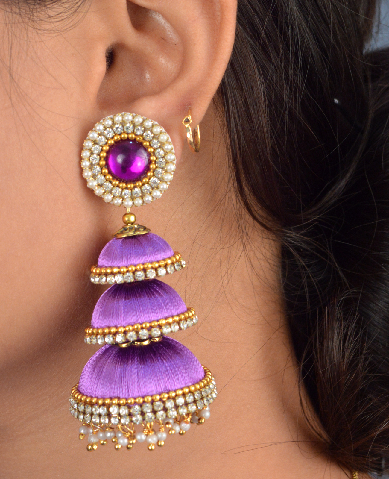 Long Latest Designer Silk Thread Earrings