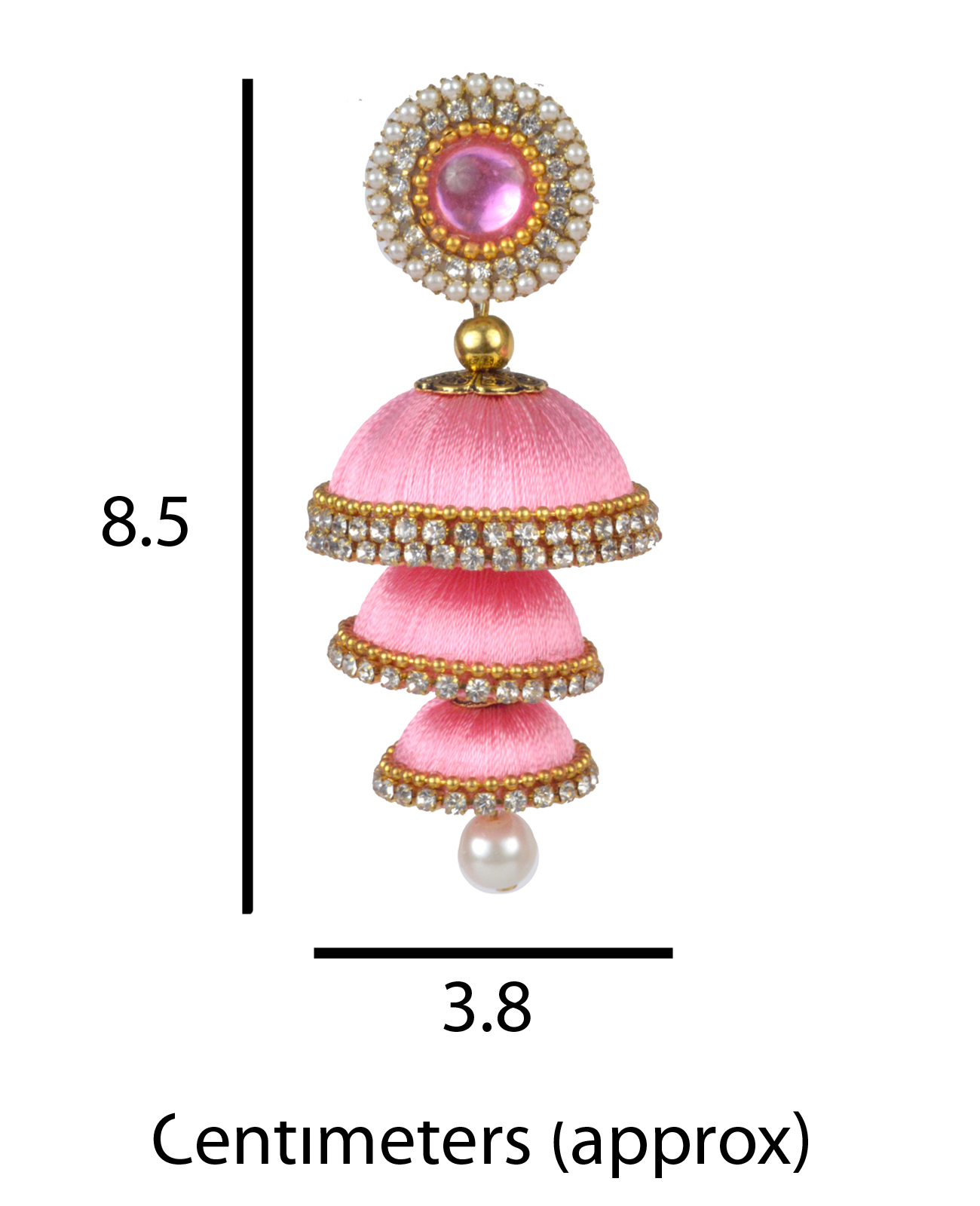 Pink Silk Thread Handmade Earrings