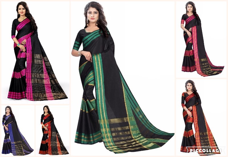 Multiple Colors Fancy Cotton Silk Saree