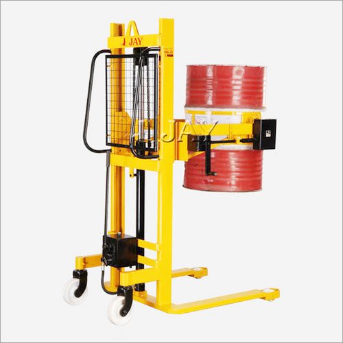 Hydraulic Drum Lifter - Steel, 1200 x 700 x 1800 mm | 500 kg Capacity, 1.5 m Lift Height, 3 Caster Wheels, Manual Pump System, Minimal Maintenance