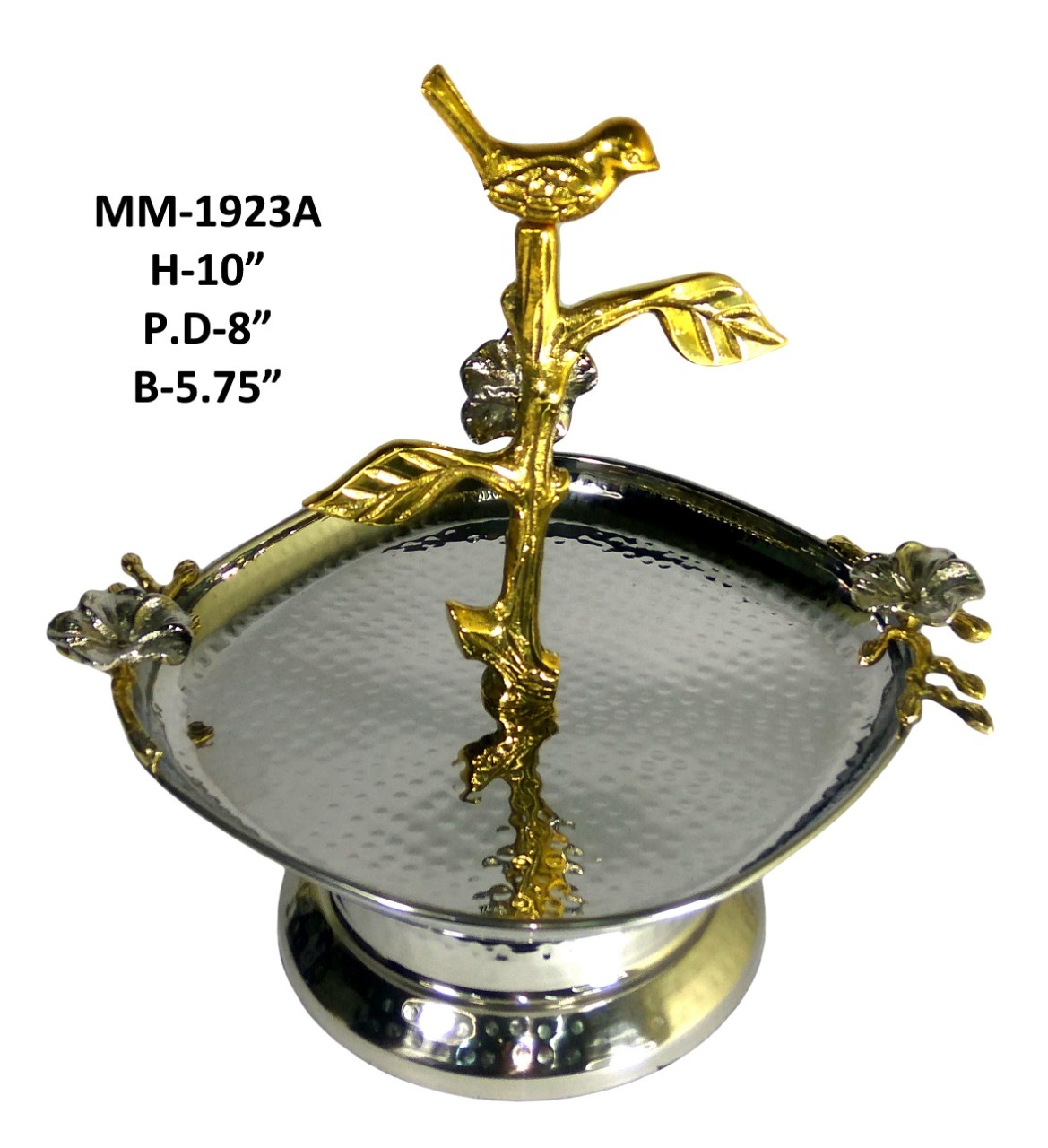 Aluminum Plate Pooja Item With Brass Flower Leaf Size: H-15" Pl-11"- 8" B- 5.75"