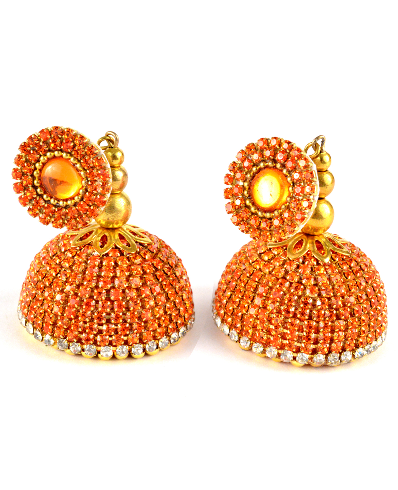 Silk Thread Orange Stone Earrings