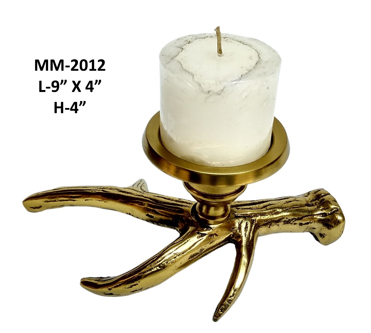 Decorative Glass Candle With Antique Brass Stick Size: Height :5 Inch Length: 23 Inch