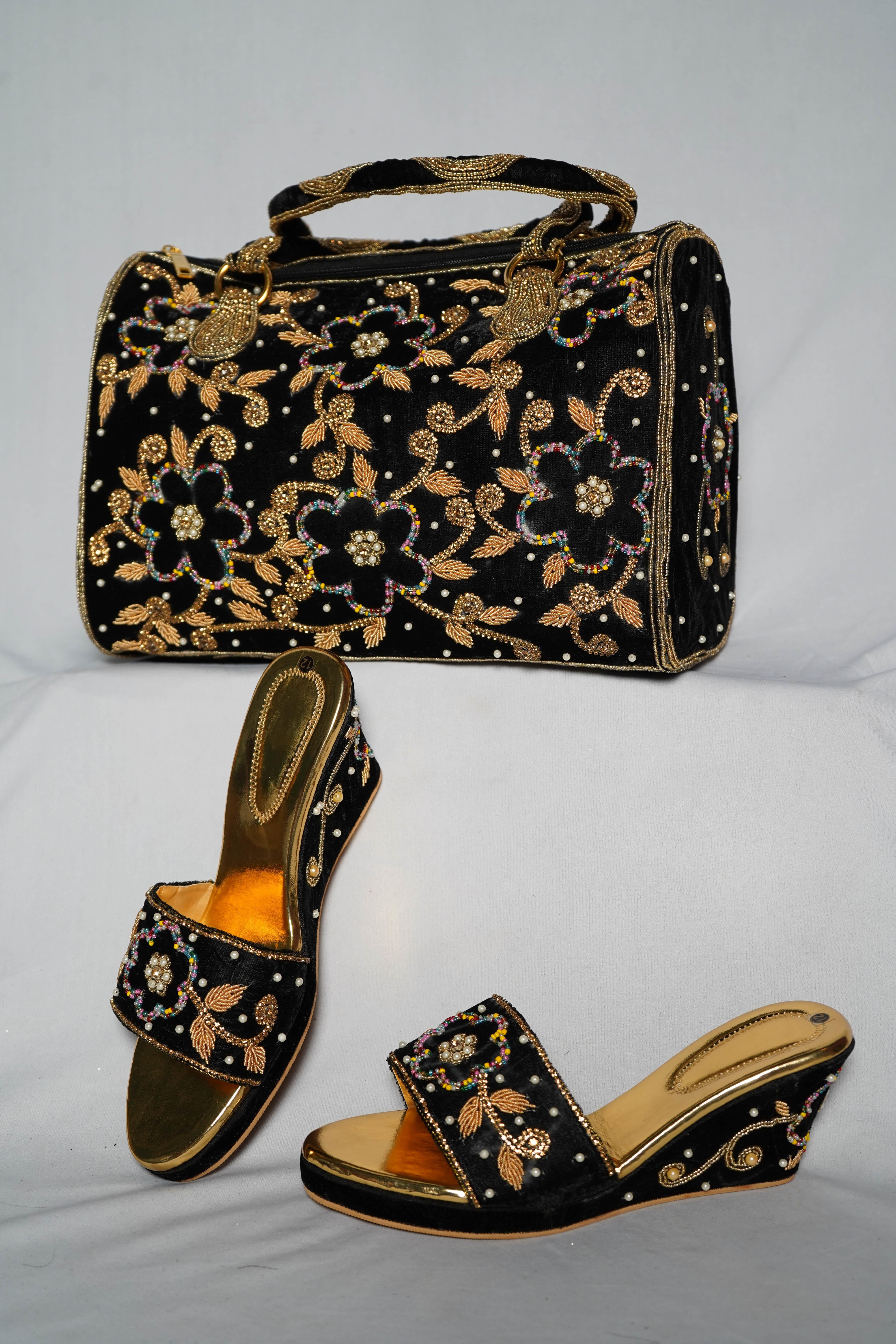 Embroidered Handbags & Sandal