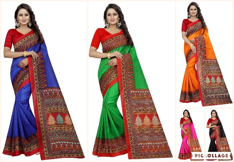 Heavy Design Kalamkari Saree - Khadi Silk, 5.5 Mtr Length, 0.8 Mtr Blouse | Printed Pattern, Multiple Color Options, Elegant Indian Style