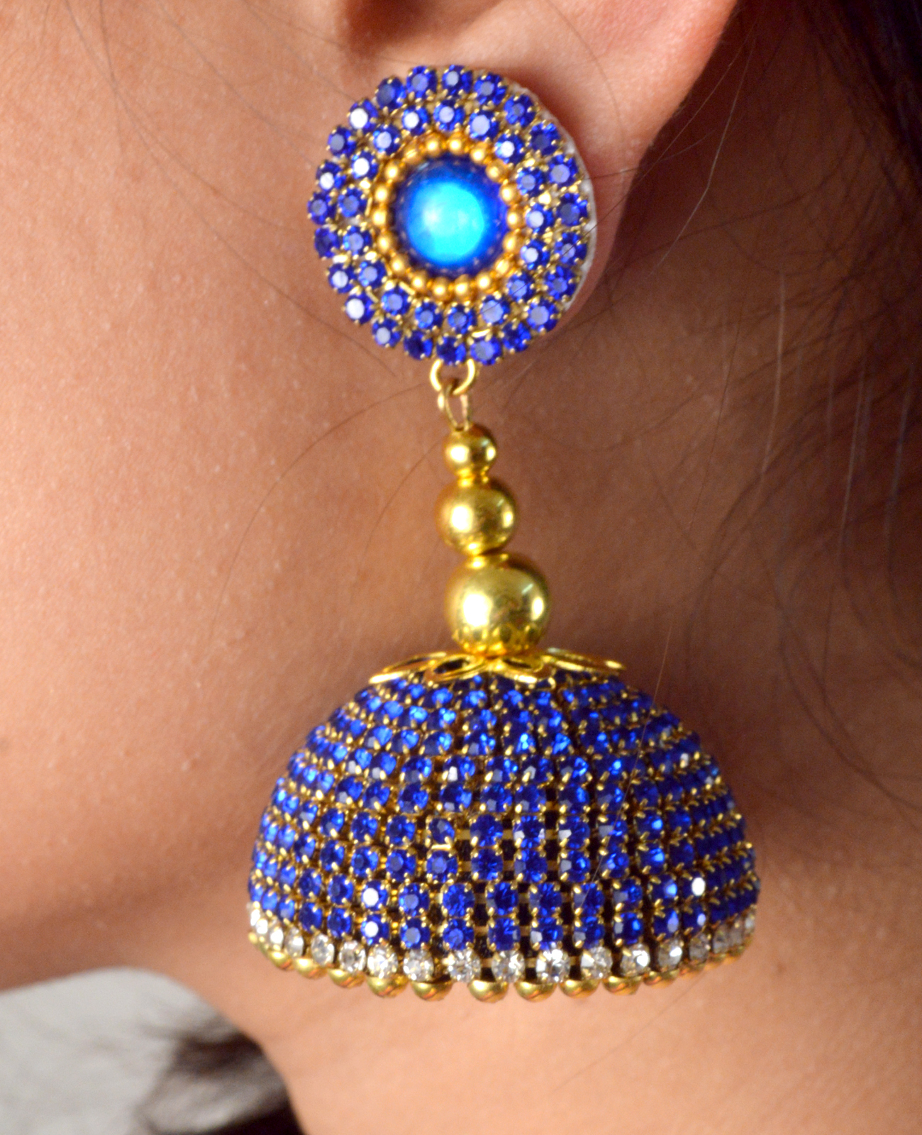 Handmade Silk Thread Stone Jhumka Earrings Gender: Women