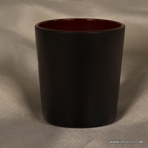 Black Colored Toughed Glass Small T Light Candle Holder - Style: Antique Imitation