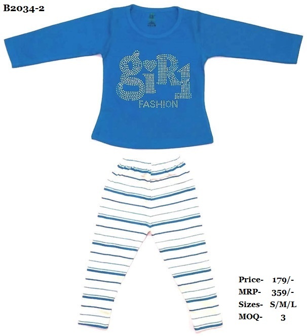Girl Tops With Full Pant - Cotton, Sizes S/m/l | Designed For Girls Aged 0-3 Years, Comfortable And Stylish Everyday Wear