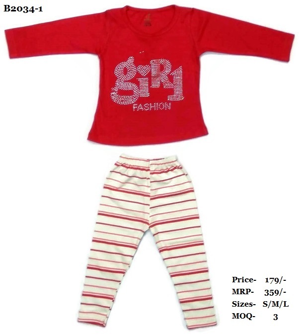 Girl Tops With Full Pant - Cotton, Sizes S/m/l | Designed For Girls Aged 0-3 Years, Comfortable And Stylish Everyday Wear