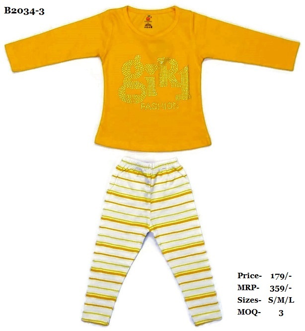 Girl Tops With Full Pant - Cotton, Sizes S/m/l | Designed For Girls Aged 0-3 Years, Comfortable And Stylish Everyday Wear